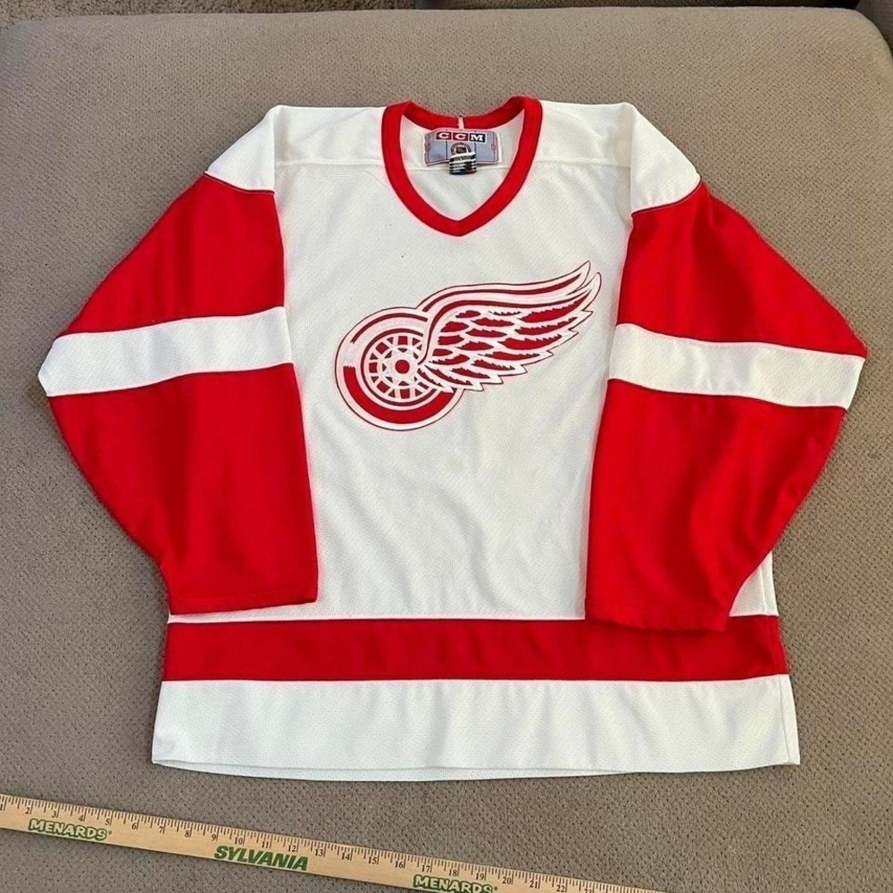 Vintage 1990s CCM Detroit Red Wings NHL Hockey Jersey White Red Mens Large